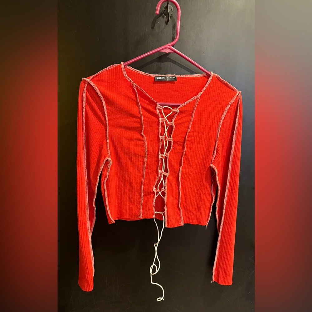 SHEIN Lace Up Crop Top M